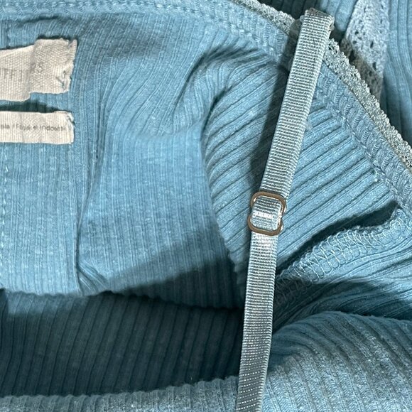 Urban Outfitters Y2K Mini Slip Dress Roxanne Ribbed XS Blue Stretch - Picture 4 of 9